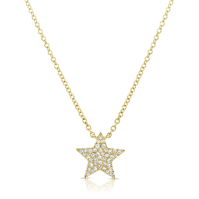 women's necklace mother-daughter set -14K Gold Star Necklace with Diamonds