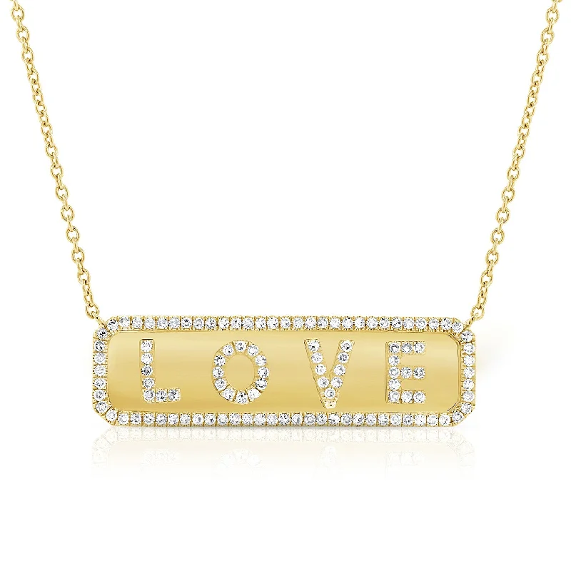 women's necklace delicate style -LOVE Diamond Necklace in 14K Gold