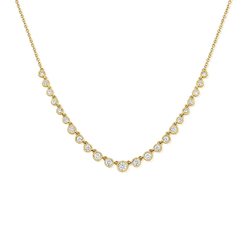 women's necklace with turquoise -Timeless 14K Gold Diamond Bezel Tennis Necklace