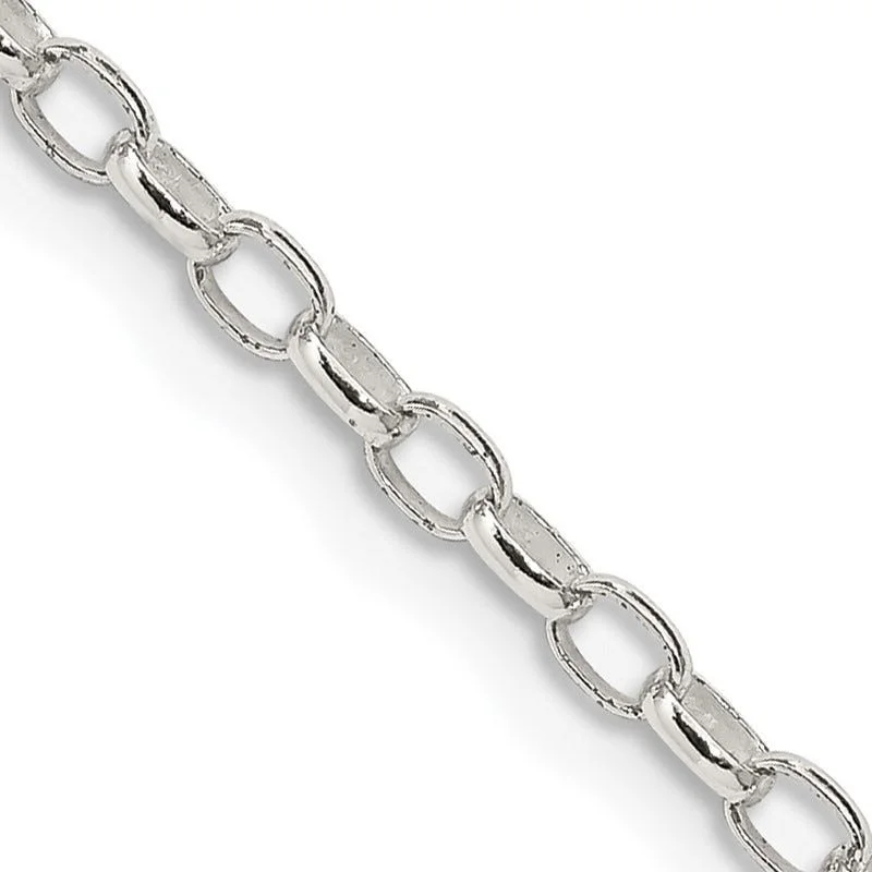 women's necklace fashion statement -Sterling Silver 2.5mm Oval Fancy Rolo Chain Necklace