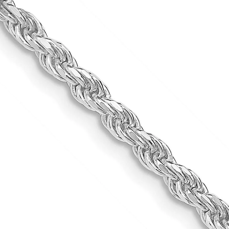 women's necklace best seller -Sterling Silver Rhodium-plated 2.75mm Diamond-cut Rope Chain Necklace