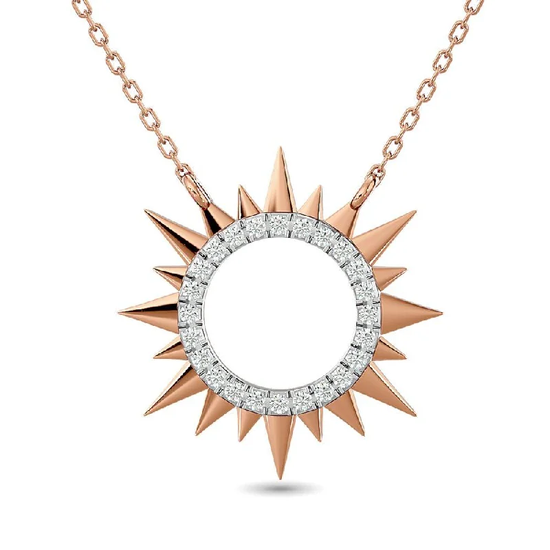 women's necklace layered -Diamond 1/8 ct tw Sun Necklace in 10K Rose Gold