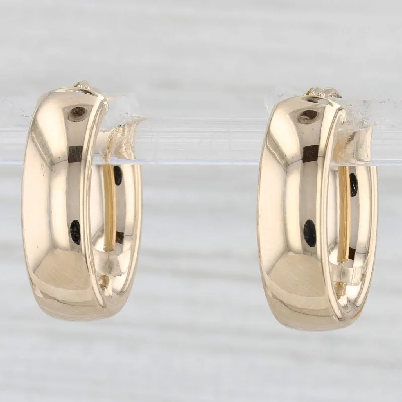 women's earrings everyday wear -Oval Hoop Earrings 14k Yellow Gold Snap Top Pierced Hoops