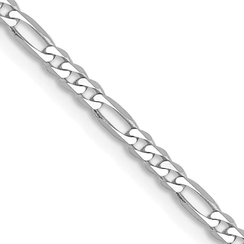 women's necklace affordable price -14K White Gold 2.25mm Flat Figaro with Lobster Clasp Chain Necklace