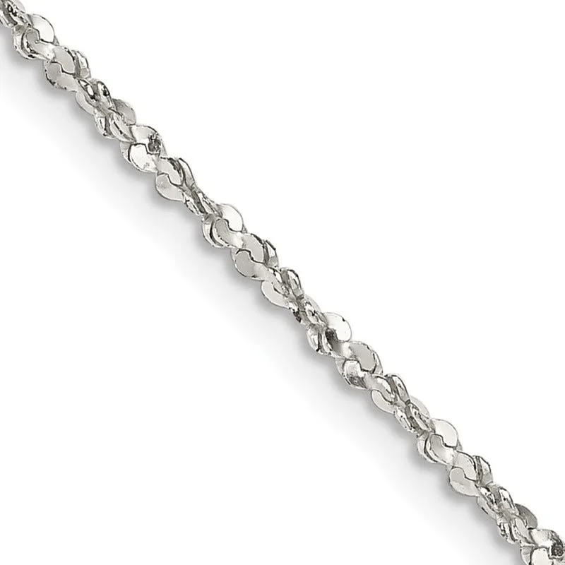 women's necklace heart shape -Sterling Silver 1.6mm Twisted Serpentine Chain Necklace