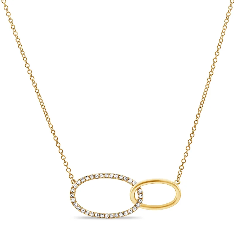 women's necklace simple chain -14K Gold Designer Links Diamond Necklace