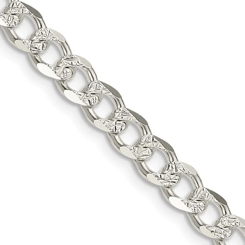 women's necklace chic and stylish -Sterling Silver 5.5mm Pav‚ Curb Chain Necklace