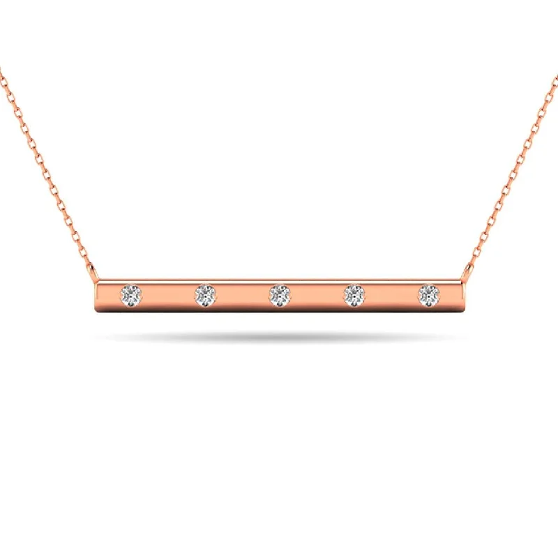 women's necklace tiny pendant -Diamond 1/20 ct tw Bar Necklace in 10K Rose Gold