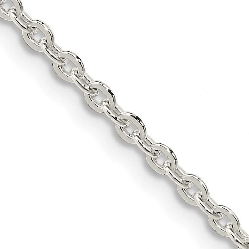 women's necklace for special occasions -Sterling Silver 2.75mm Flat Link Cable Chain Necklace