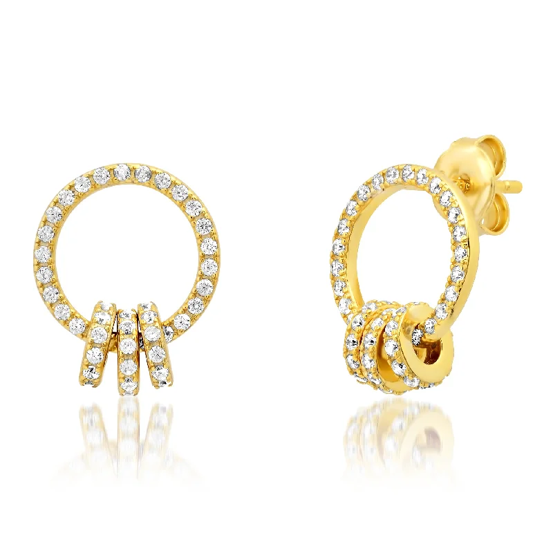 women's earrings elegant pearls -DAZZLING ETERNITY STUDS, GOLD