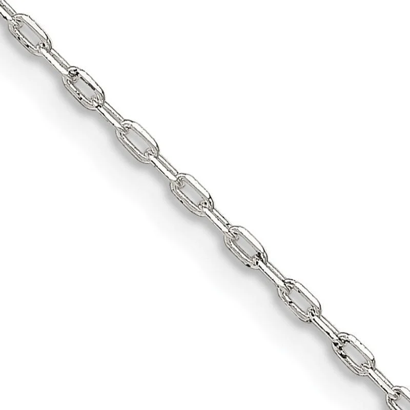 women's necklace gemstone accents -Sterling Silver 1mm Diamond-cut Long Link Cable Chain Necklace