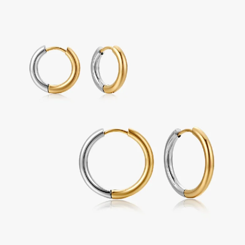 women's earrings celestial moon -Two Tone Everyday Seamless Hoops