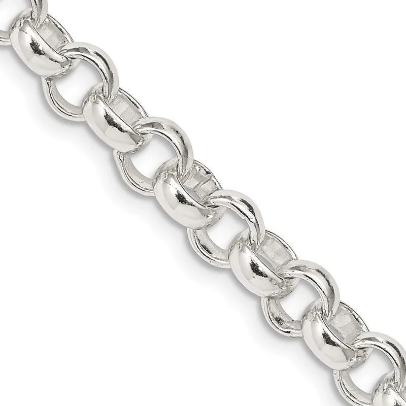 women's necklace eternity loop -Sterling Silver 6.75mm Rolo Chain Necklace