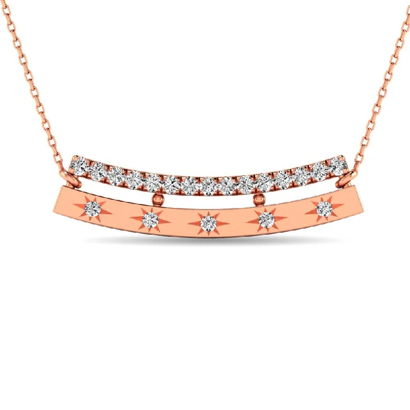 women's necklace chunky chain -Diamond 1/5 ct tw Bar Necklace in 14K Rose Gold