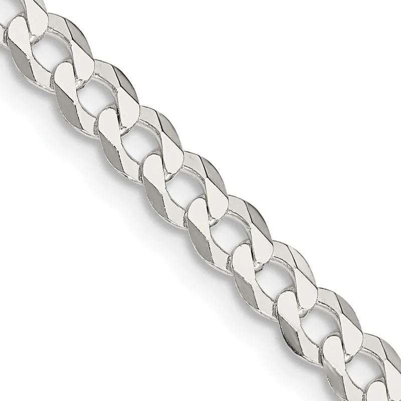 women's necklace luxury collection -Sterling Silver 4.5mm Flat Curb Chain Necklace