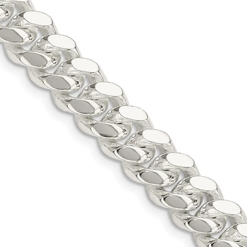 women's necklace silver charm -Sterling Silver 9mm Polished Domed Curb Chain Necklace