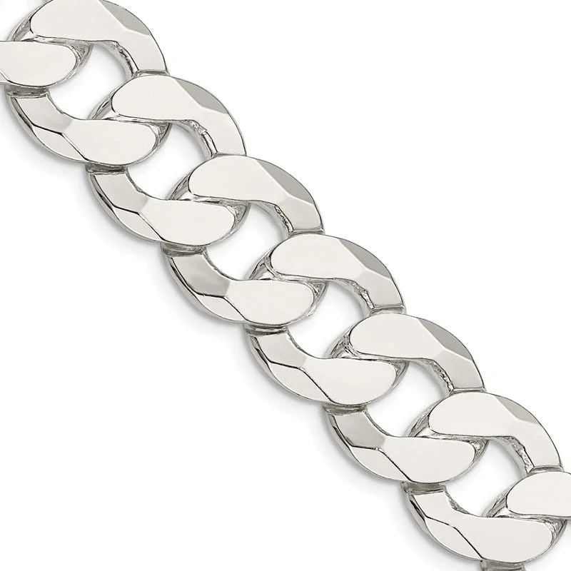 women's necklace layered -Sterling Silver 16mm Flat Curb Chain Necklace