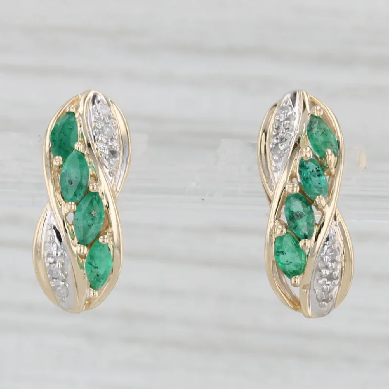 women's earrings pearl -0.30ctw Emerald Diamond Drop Earrings 10k Yellow Gold