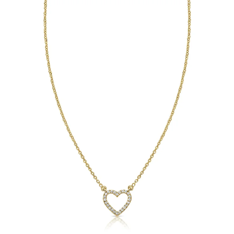 women's necklace gothic style -14K Gold Open Diamond Heart Necklace