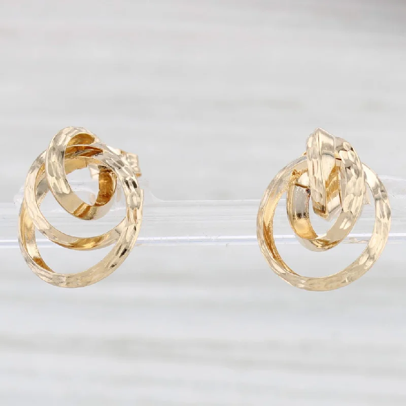 women's earrings for formal events -Hammered Gold Knot Earrings 14k Yellow Gold Pierced Studs