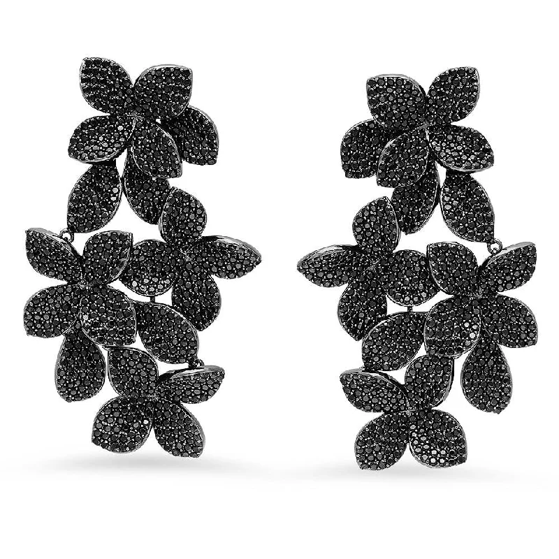 women's earrings celestial theme -FIORE CASCADE EARRINGS, BR STERLING SILVER, BLACK