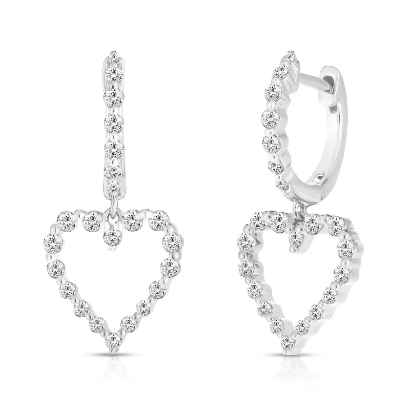 women's earrings infinity symbol -14K White Gold Diamond Graduated Diamond Dangle Earrings