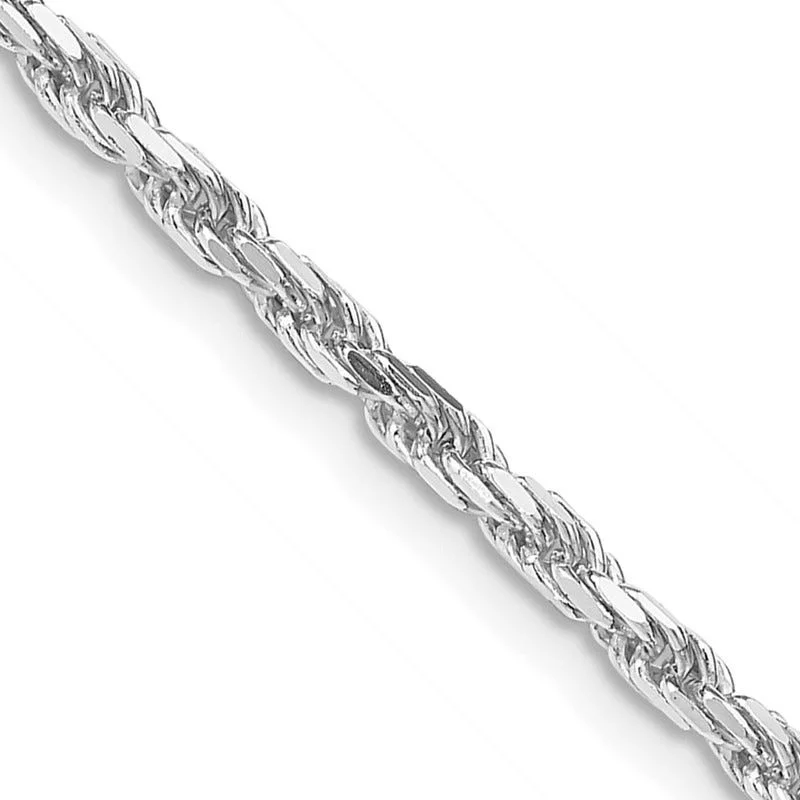 women's necklace silver -Sterling Silver Rhodium-plated 2.5mm Diamond-cut Rope Chain Necklace