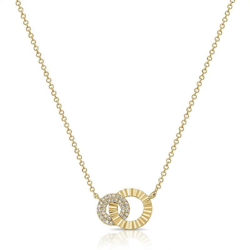 women's necklace with initial -Diamond Fluted Necklace made in 14K Gold