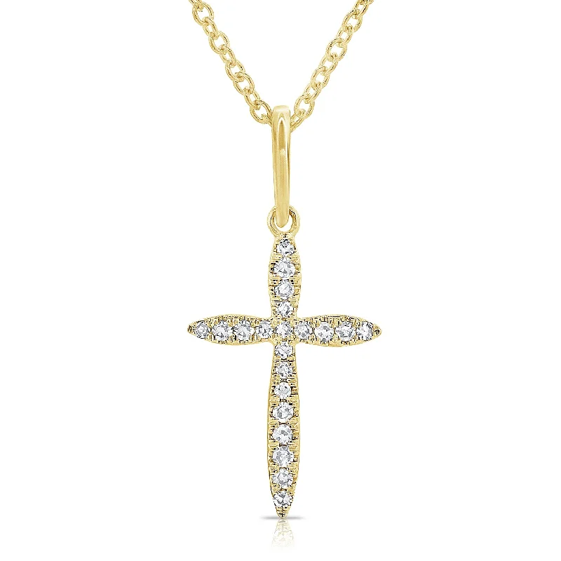 women's necklace celestial theme -14K Gold Cross Necklace with Diamonds