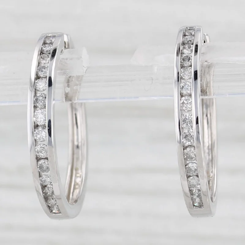 women's earrings stud -0.33ctw Diamond Hoop Earrings 10k White Gold Snap Top Round Hoops