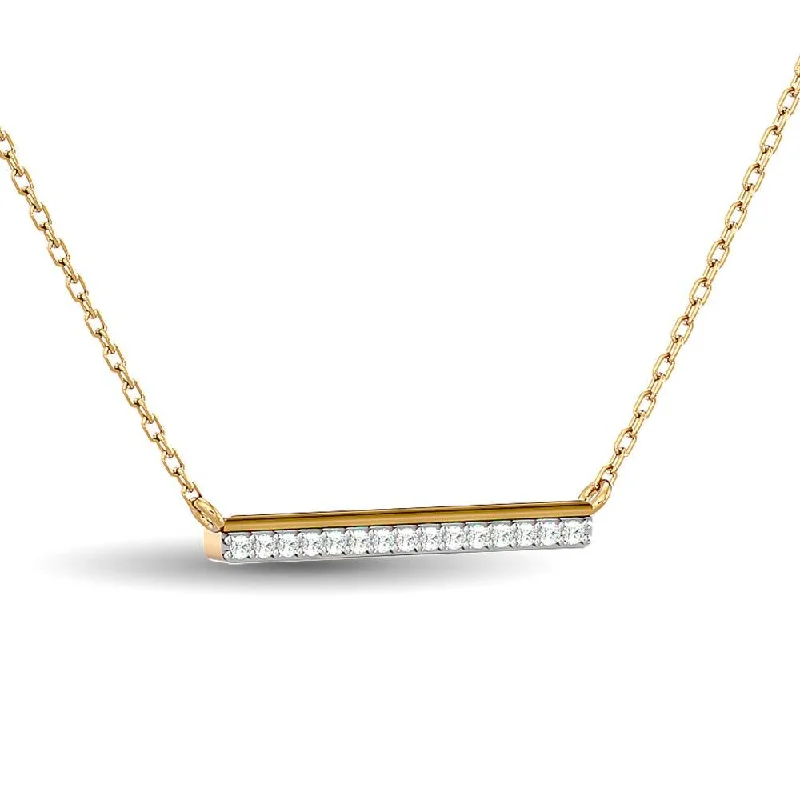 women's necklace short chain -Diamond 1/6 ct tw Bar Necklace in 10K Yellow Gold