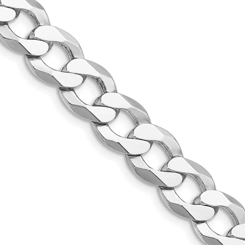 women's necklace handmade artisan -Sterling Silver Rhodium-plated 9.75mm Flat Curb Chain Necklace