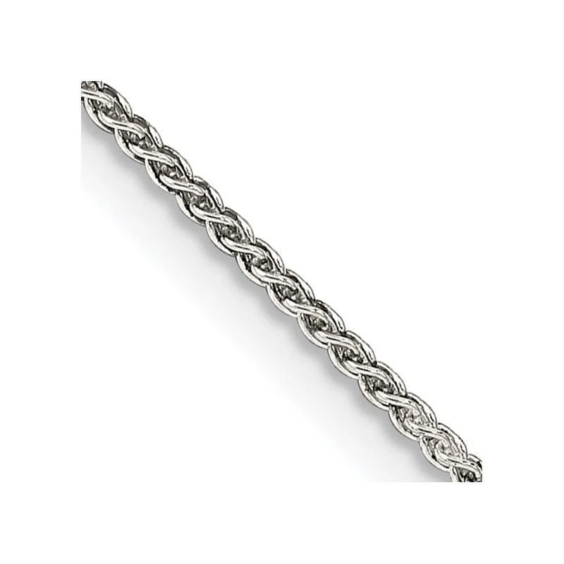 women's necklace simple chain -Sterling Silver 1.25mm Round Spiga Chain Necklace w/2in ext.