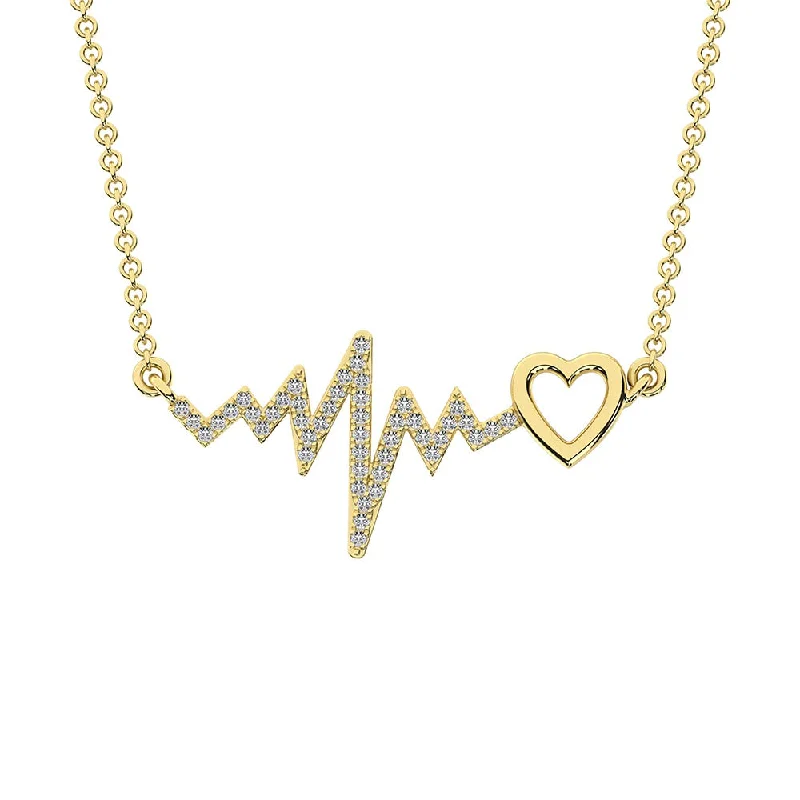 women's necklace with infinity charm -10K Yellow Gold 1/6 Ct.Tw. Diamond Heartbeat Necklace