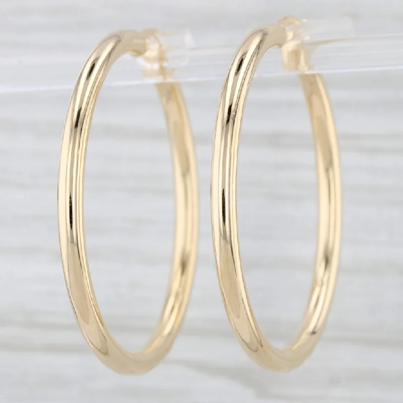 women's earrings small stud -New Large Hoop Earrings 14k Yellow Gold Snap Top Round Hoops 3 x35 mm