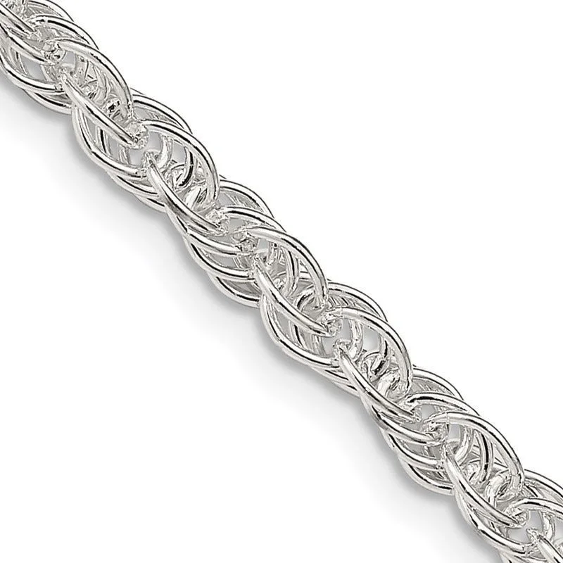 women's necklace silver -Sterling Silver 3.8mm Loose Rope Chain Necklace