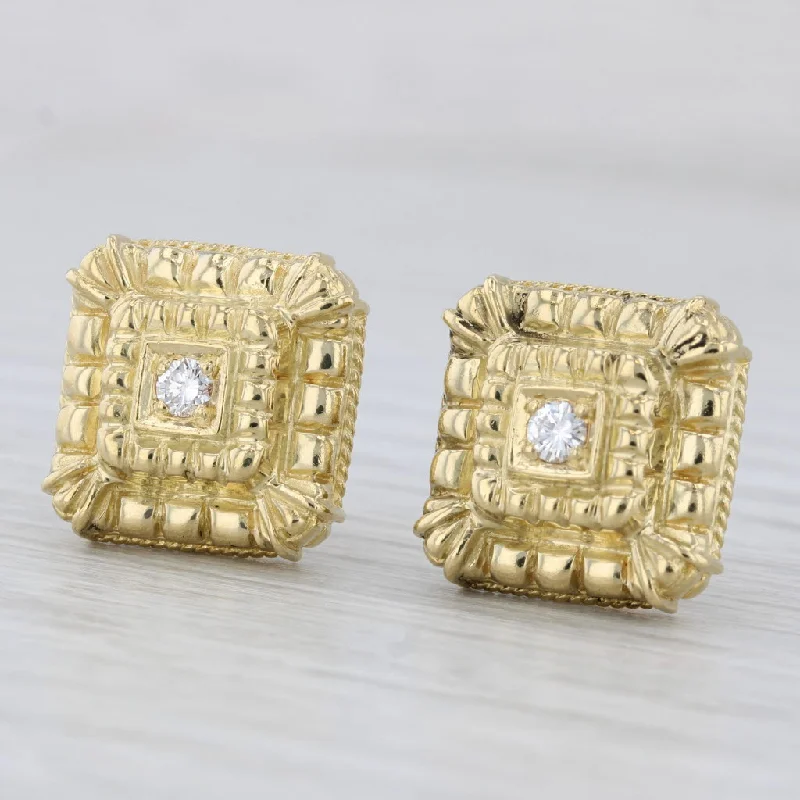 women's earrings chandelier -Penny Preville 0.20ctw Diamond Stud Earrings 18k Yellow Gold Clip On Omega