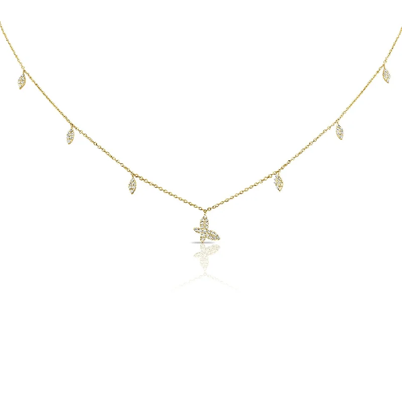 women's necklace infinity symbol -14K Butterfly Necklace with Diamonds