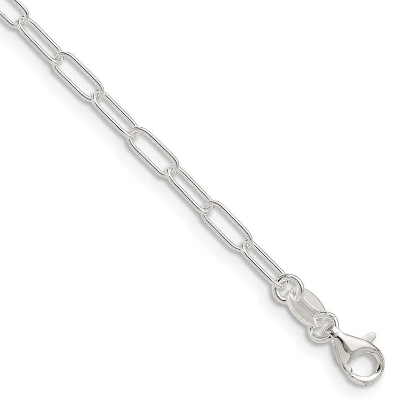 women's necklace tiny pendant -Sterling Silver Polished 4.5mm Elongated Cable Chain Necklace