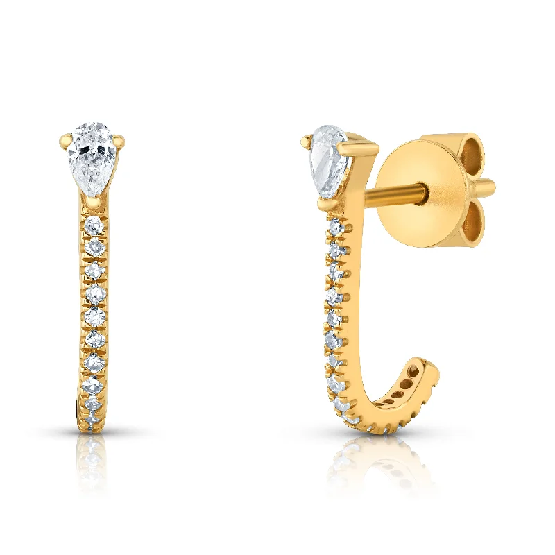 women's earrings for wedding -LOBE CRADLE DIAMOND EARRINGS, 14kt Gold