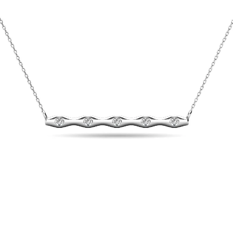 women's necklace choker style -Diamond 1/20 ct tw Bar Necklace in 10K White Gold