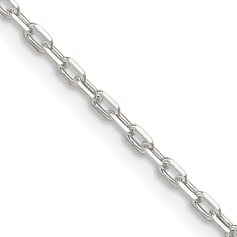 women's necklace gold -Sterling Silver 1.65mm Diamond-cut Long Link Cable Chain Necklace