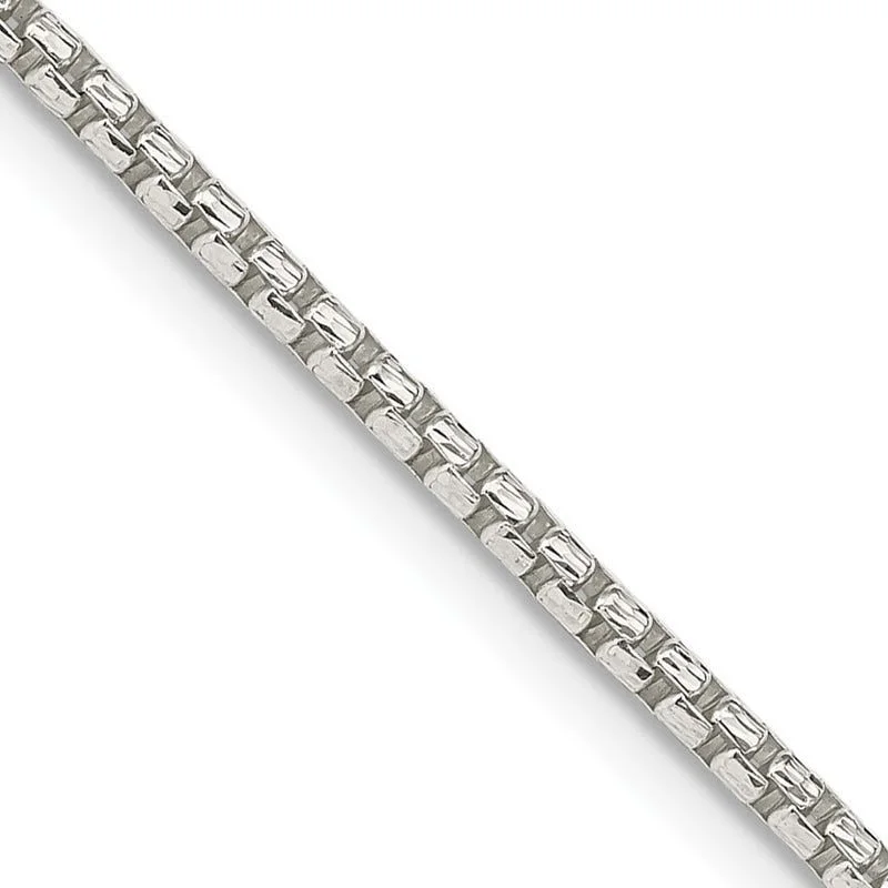 women's necklace simple everyday wear -Sterling Silver 2mm Diamond-cut Round Box Chain Necklace