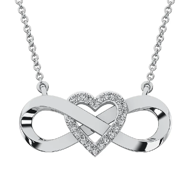 women's necklace chic and stylish -10K White Gold 1/20 Ct.Tw. Diamond Infinity Necklace With Heart