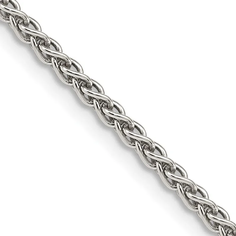 women's necklace infinity symbol -Sterling Silver Rhodium-plated 2.5mm Round Spiga Chain Necklace