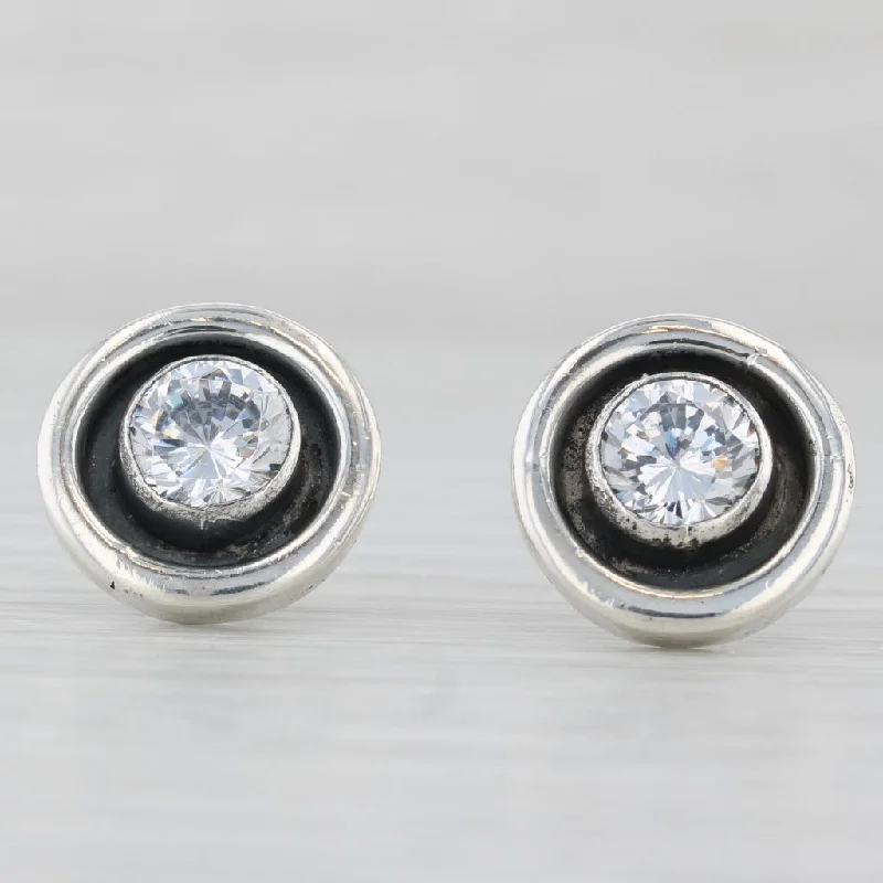 women's earrings cushion cut -2.50ctw Cubic Zirconia Stud Earrings Sterling Silver Round Solitaire Studs