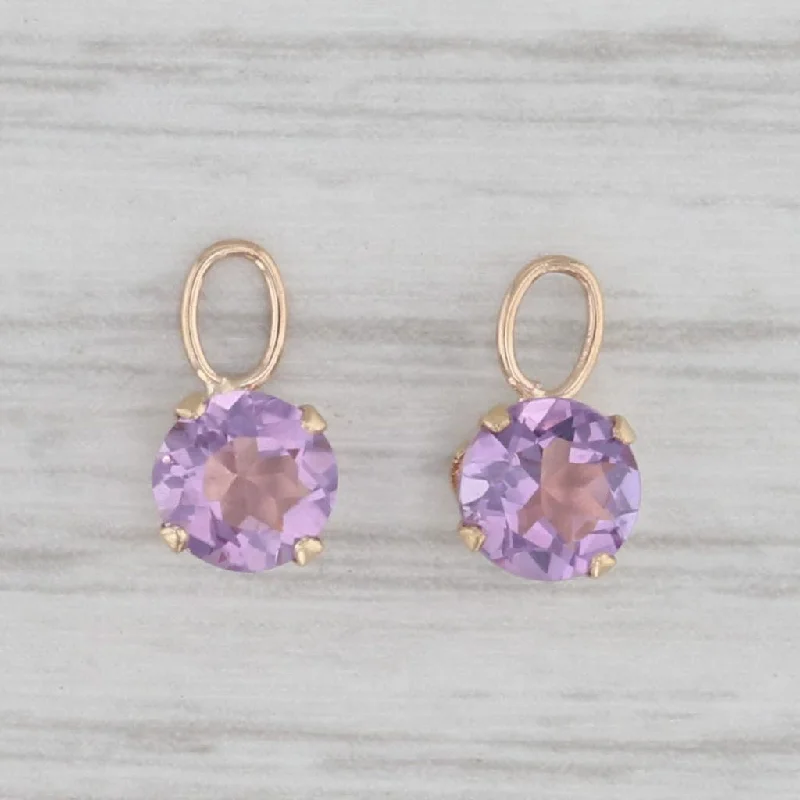 women's earrings for wedding -0.96ctw Amethyst Solitaire Earrings Enhancer Charms 14k Yellow Gold