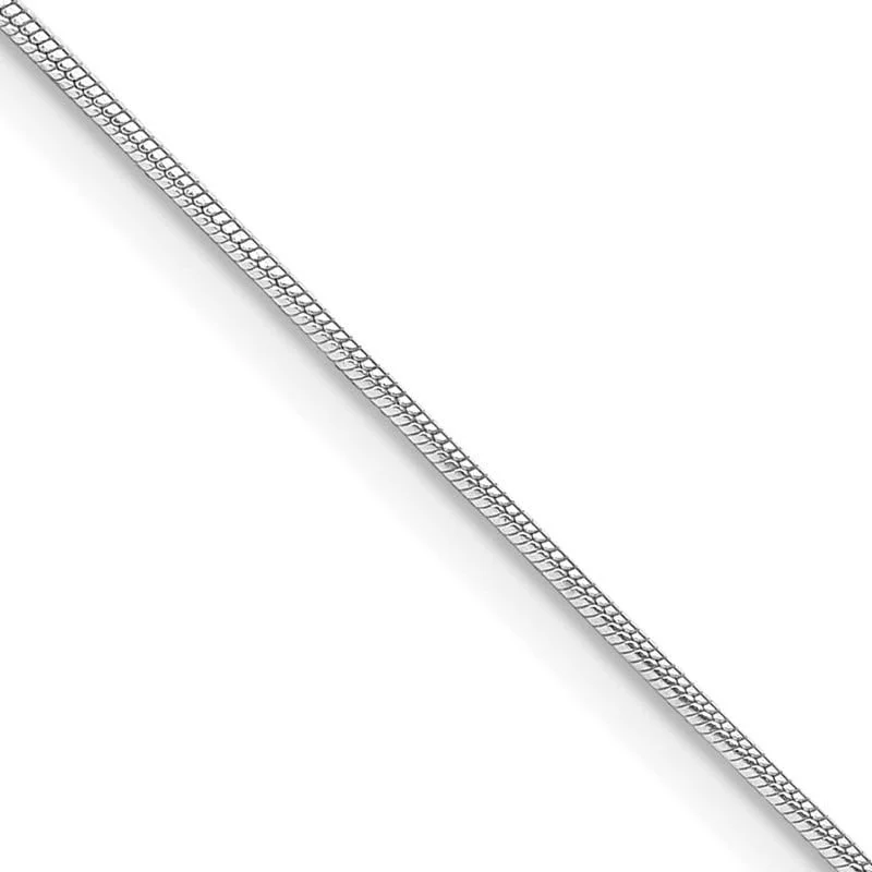 women's necklace chain link -Sterling Silver Rhodium-plated .8mm Round Snake Chain Necklace w/2in ext.