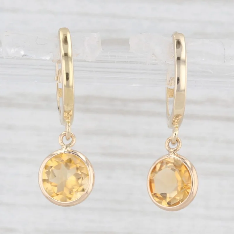 women's earrings butterfly shape -1.44ctw Orange Citrine Hoop Dangle Earrings 14k Yellow Gold