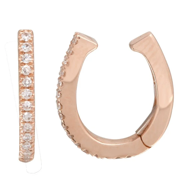 women's earrings drop -14K Rose Gold Single Row Diamond Ear Cuff